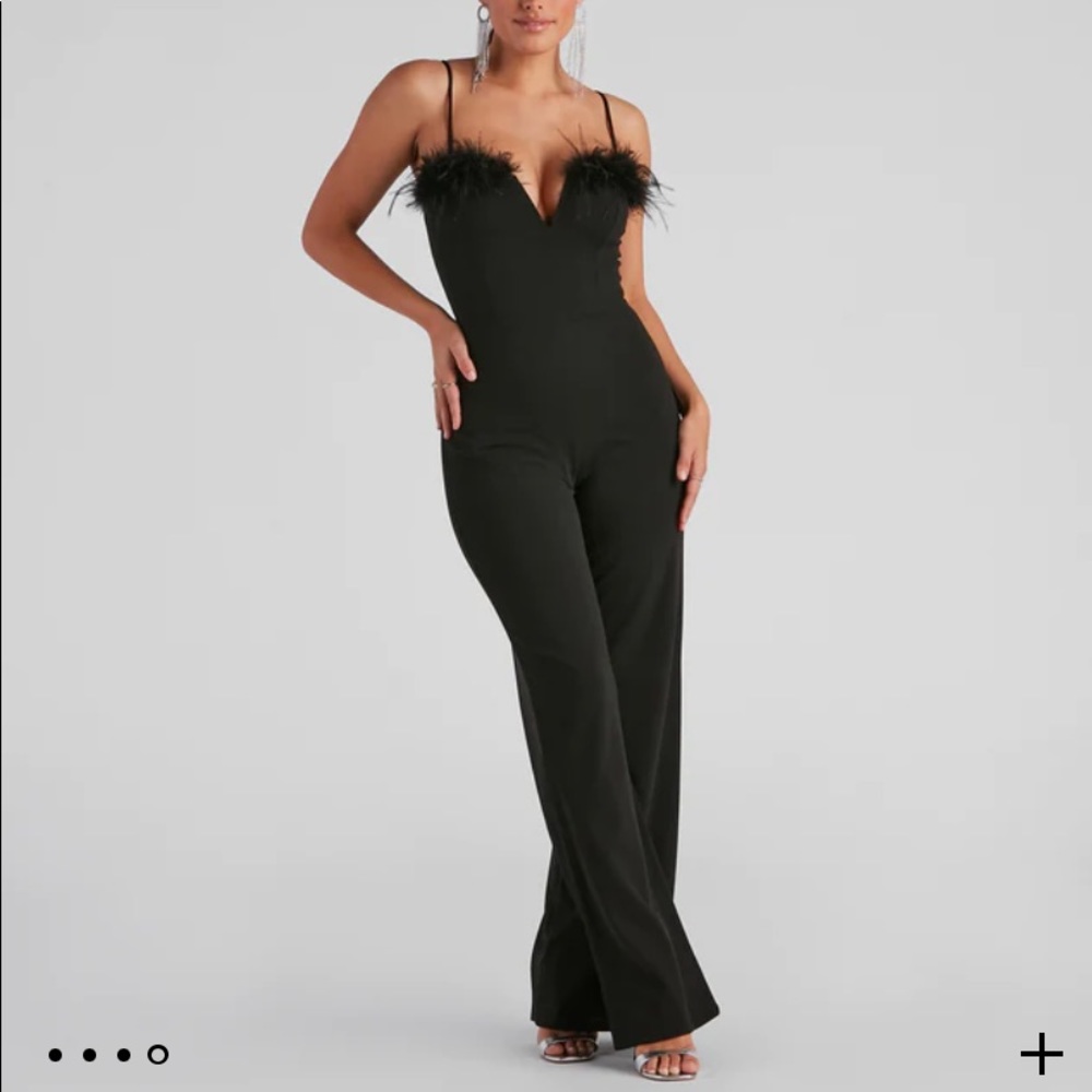 Windsor Diva Night Marabou Trim Jumpsuit